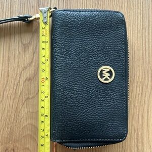 Michael Kors Black Pebbled Leather Wristlet